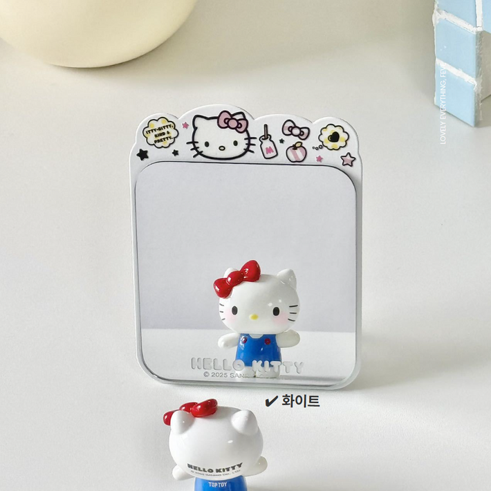 정품 헬로키티 메탈 스탠드 데스크 미니 미러 거울