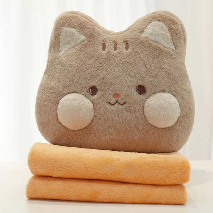 KDNC 캐릭터 강아지 토끼 쿠션 낮잠 담요 허리 경추 등받이 쿠션, 고양이