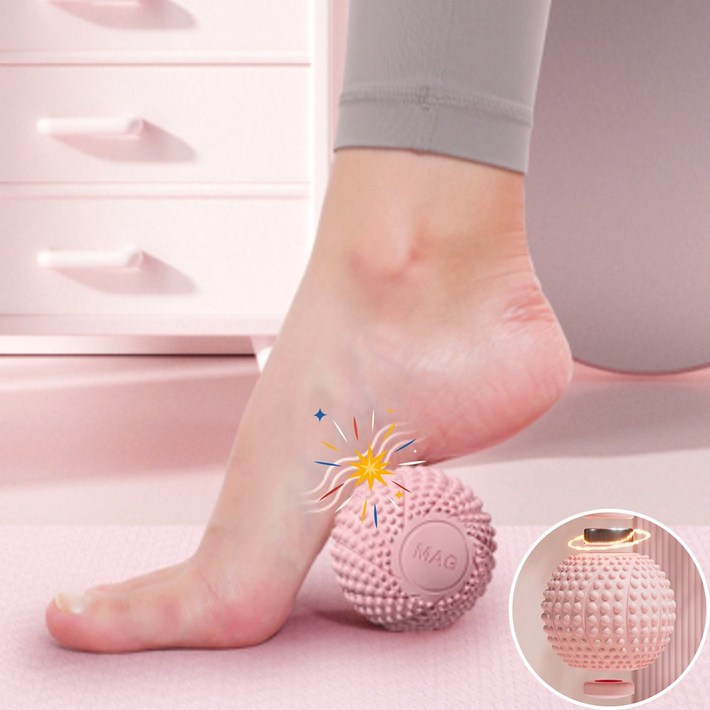 마사지볼 족저근막염 원형 지압볼 필라테스 요가 기본형, 1개, 핑크볼