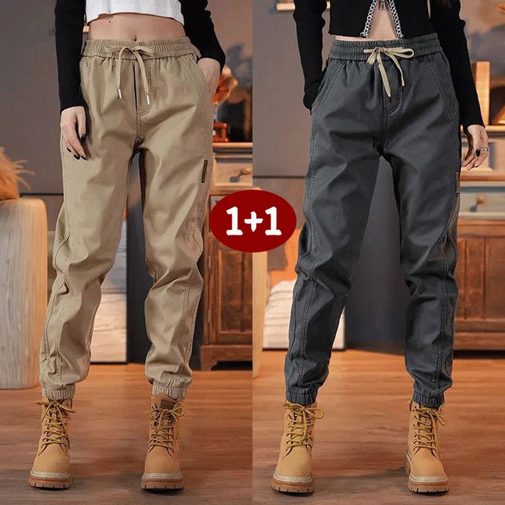 11여성 카고 바지 봄 여름 배기 남녀 공용 캐주얼 루즈핏 베이직 데일리 빅사이즈 밴딩 스트링 조거 팬츠
