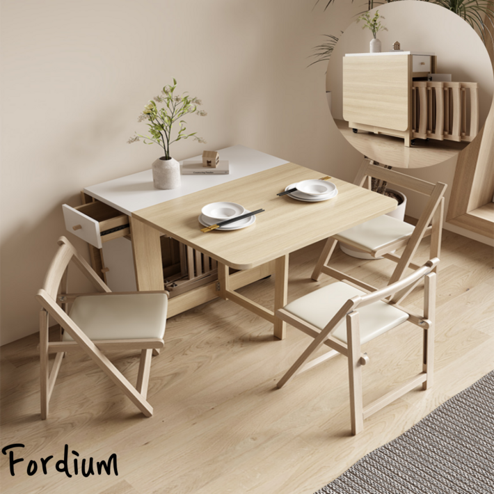 폴디움 공간활용 이동식 확장형 다이닝 접이식 식탁