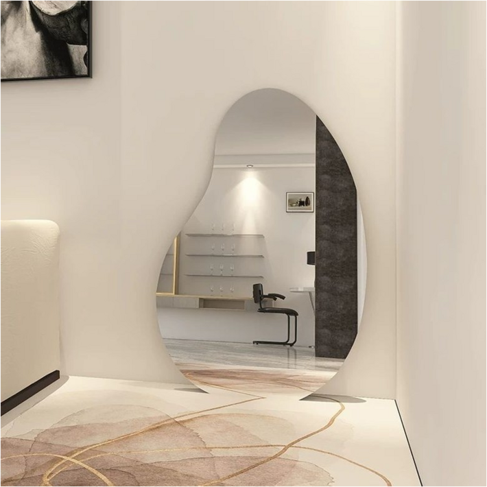 노프레임 비정형 전신거울 벽부착 벽걸이 42X52 받침대 포함