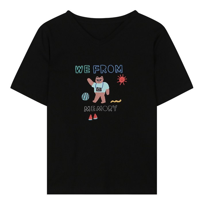 Love Conquers 프린팅 브이넥 티셔츠 BIIBF2834