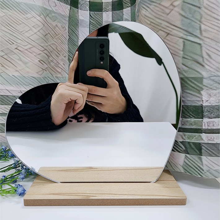 쁘띠끄 웨이브미러 탁상용 비정형거울 10개, 옵션6원형