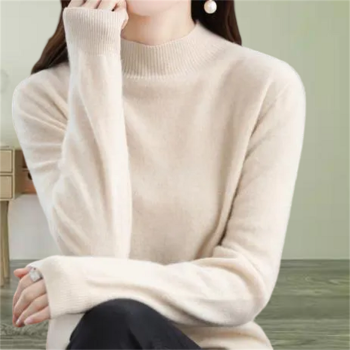 유카 여성 가을 겨울 캐시미어 100 터틀넥 심플 부드러운 와이드 반목폴라티