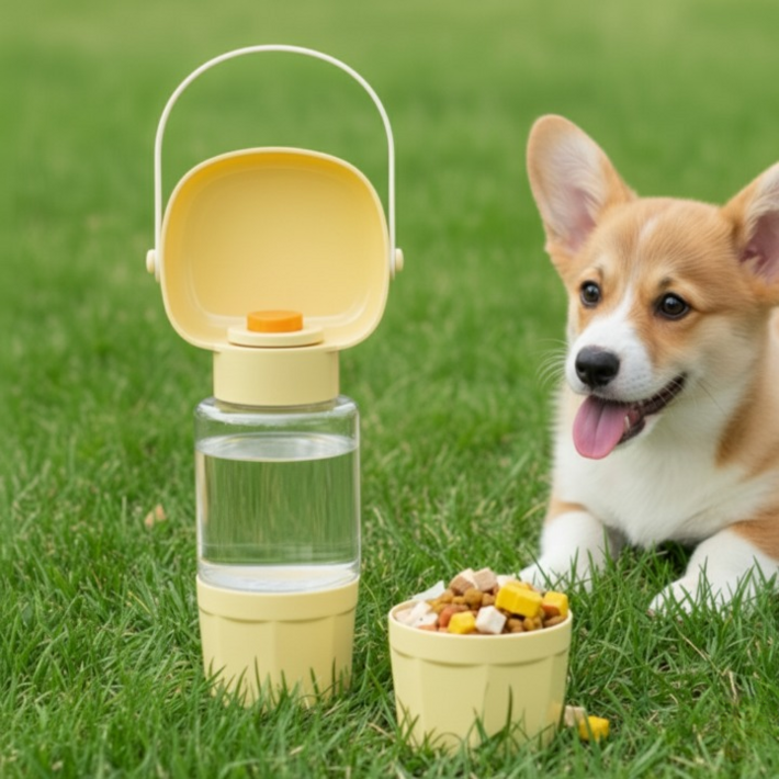 리하망 2in1 투인원 버튼식 반려동물 휴대용 물병