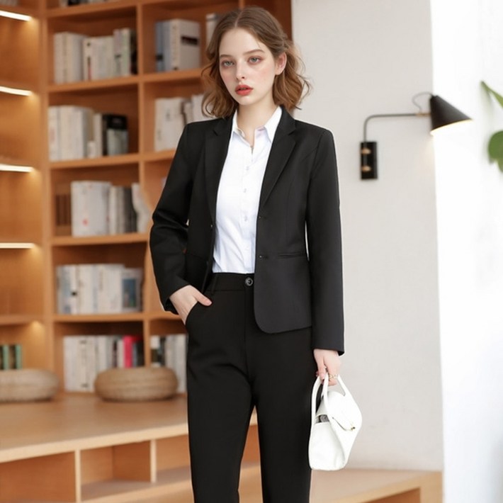 대여블랙 여자 긴팔 면접정장세트자켓 셔츠 바지