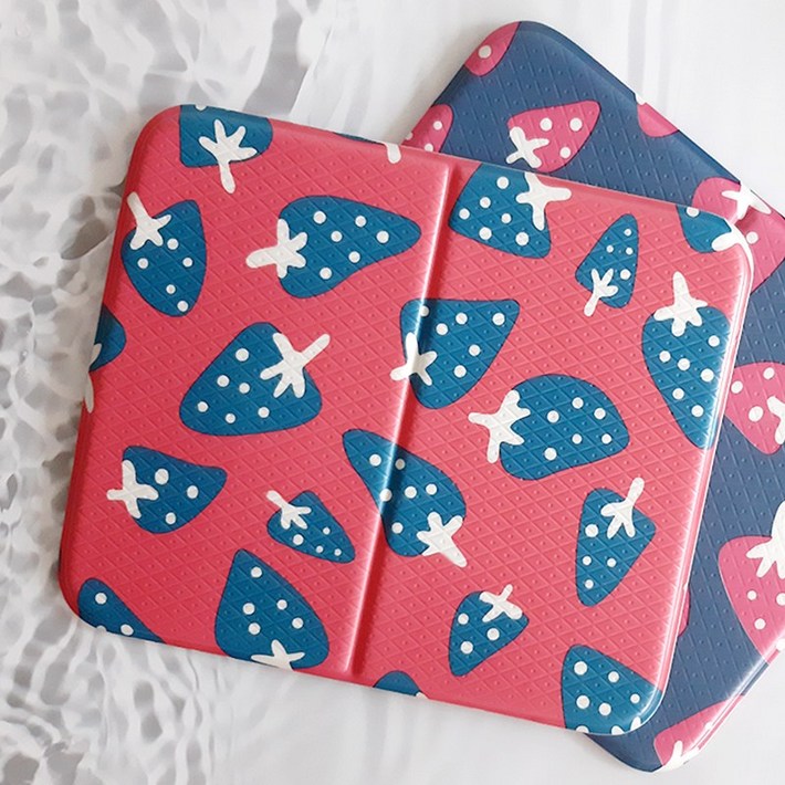 국산 양면 딸기방석, 방수 휴대용 매트 캠핑 야외용 사우나 물놀이용, 핑크, 1개