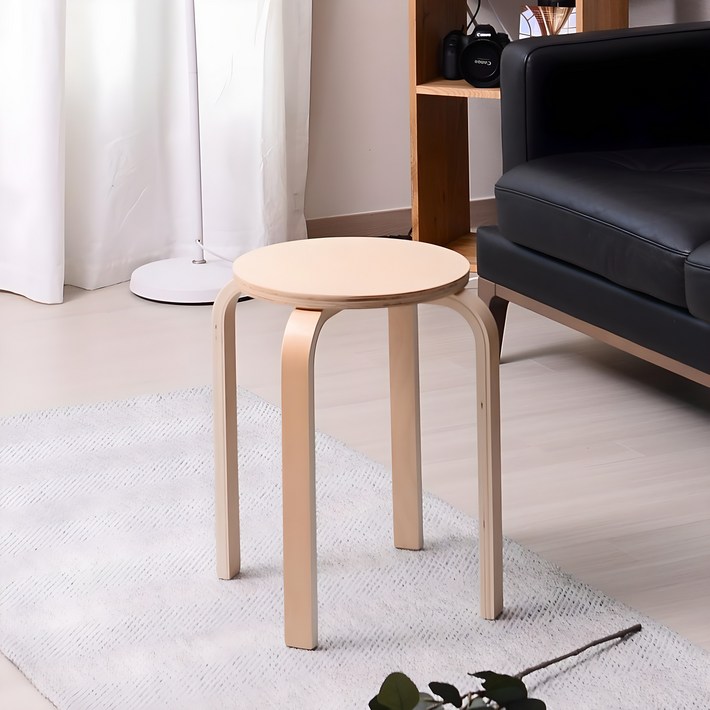 플레인 원목 벤딩 스툴