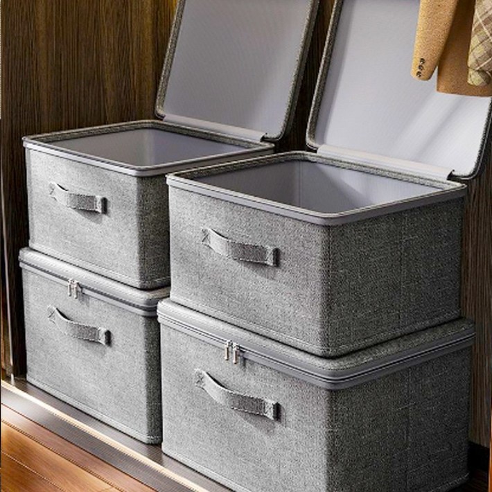 레디박스 대용량 손상 걱정없는 지퍼 커버형 다용도 수납 이불 의류 옷 정리함, 3개, 딥그레이