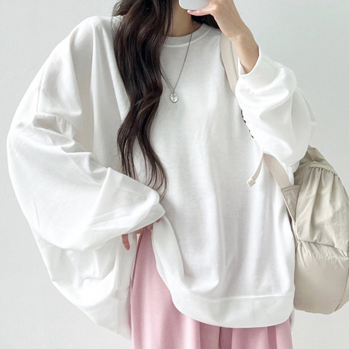 엘리즈데이 루즈핏왕박스맨투맨 여성티셔츠 긴팔 긴소매 루즈핏티 롱티 박스티 롱맨투맨 빅사이즈티