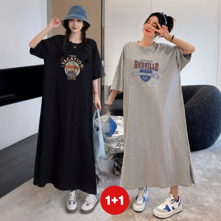 엔젤리크 11 캐주얼 루즈핏 롱 트임 원피스 2종