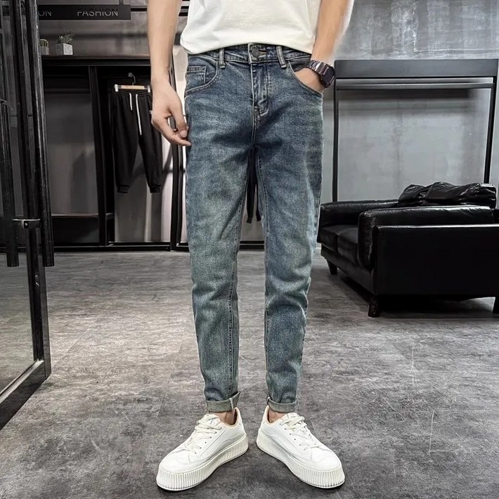 녕동 남성 스판 배기 데님 팬츠 캐주얼 슬림 청바지 슬랙스 데일리룩