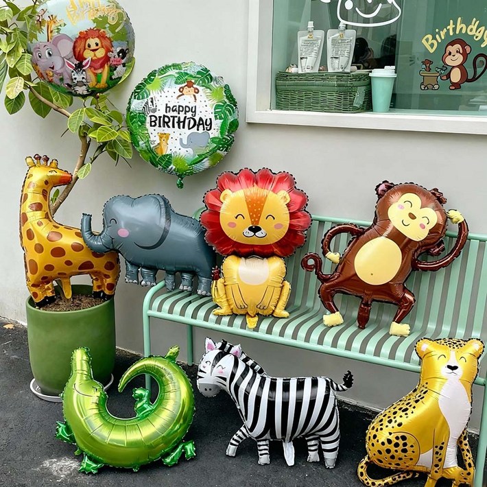 동물 사파리 풍선 9종 세트 동물 풍선 세트 세트 생일 장식 ,대형 동물 풍선 9종세트