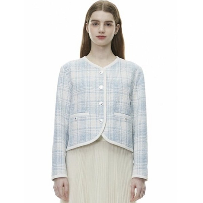 플라스틱아일랜드 트위드 체크 싱글 자켓 PQ2WJ361 196164