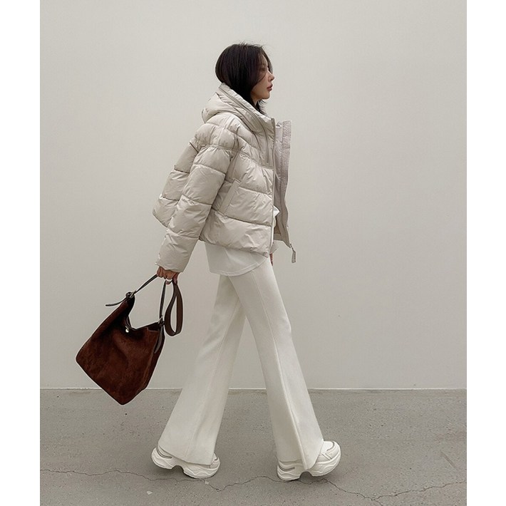 다바걸  폴뎃하이넥후드패딩