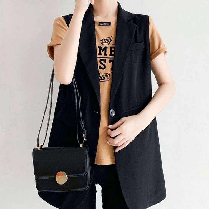 슬림소녀 여성 여름 정장 조끼 코트 얇은 민소매 나시 양복 베스트