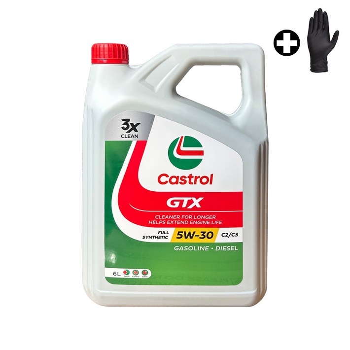 캐스트롤 Castrol GTX C2C3 5W30 장갑증정, 6L, 5w30, 3개