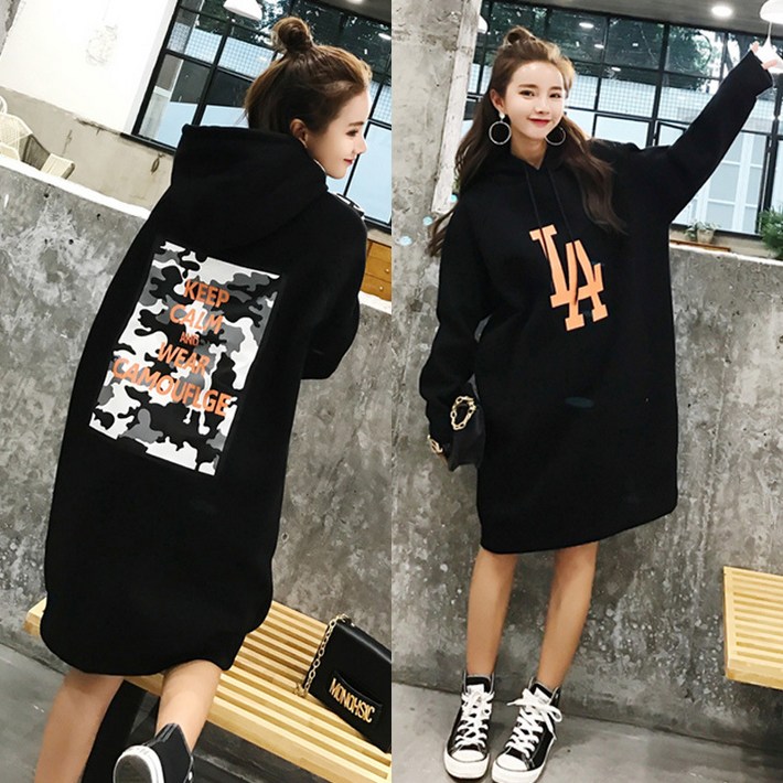 보나라온 루즈핏 기모 후드 롱 원피스 보나라온 루즈핏 기모 후드 롱 원피스