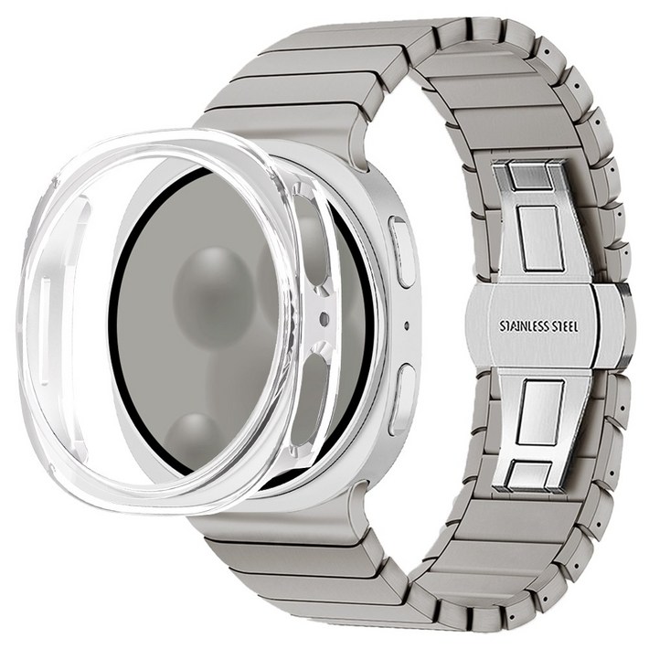 아이메이드잇 갤럭시워치 호환 일체형 링크 브레이슬릿  범퍼 케이스 세트 구성, 그레이 티타늄