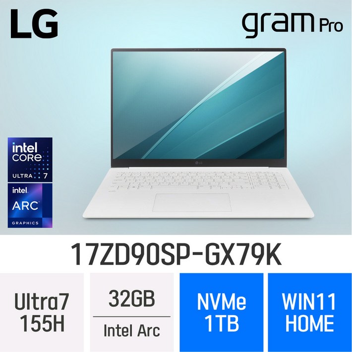 당일출고 LG전자 그램 프로17 17ZD90SPGX79K 디자인작업용 업무용 고사양 노트북, 17ZD90SPGX79K, WIN11 Home, 32GB, 1TB, White