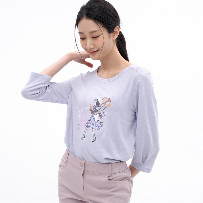 [지센] 세레나 슬럽 라운드넥 7부 데일리 티셔츠 _[4컬러]