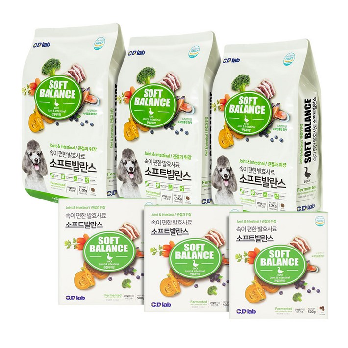 씨디랩 소프트발란스 속이 편한 강아지 발효사료 1.2kgX3개관절과 위장, 1.2kg, 3개, 오리