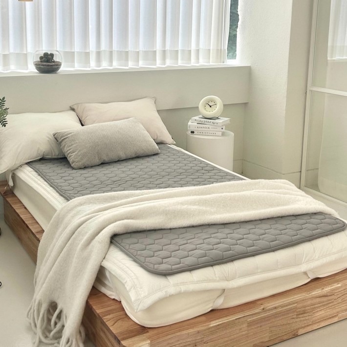 전자파없는 26년 최신형 몽비오스 국산 EMF 전자파없는 워셔블 세미마이크로 그래핀 탄소매트 온열 전기매트 침대용 캠핑용, 킹 분리난방160×200, 연그레이