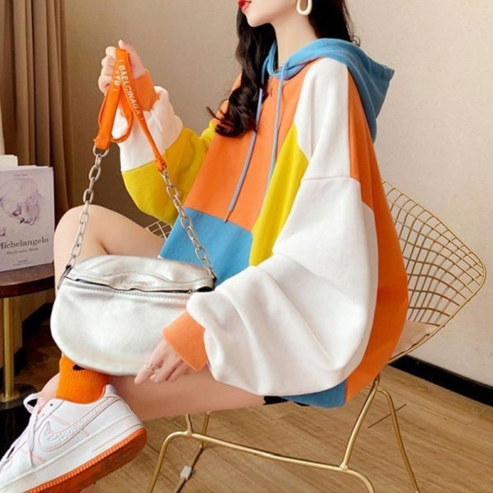 C.ONLIE SHOP여성 후드티 긴팔 맨투맨 티셔츠 루즈핏 배색 scx88 후드티 후드집업 가디건