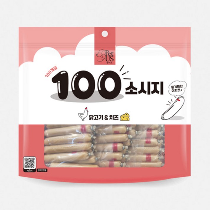 펫어스 대용량 강아지 고양이 겸용 백소시지 100p5p 증정 북어맛, 900g, 100개, 혼합맛닭고기치즈