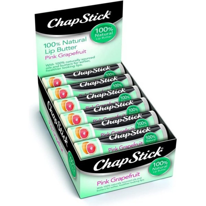 챕스틱 ChapStick 100 내추럴 립 버터 핑크 그레이프프루트 자몽 0.15 oz 12팩