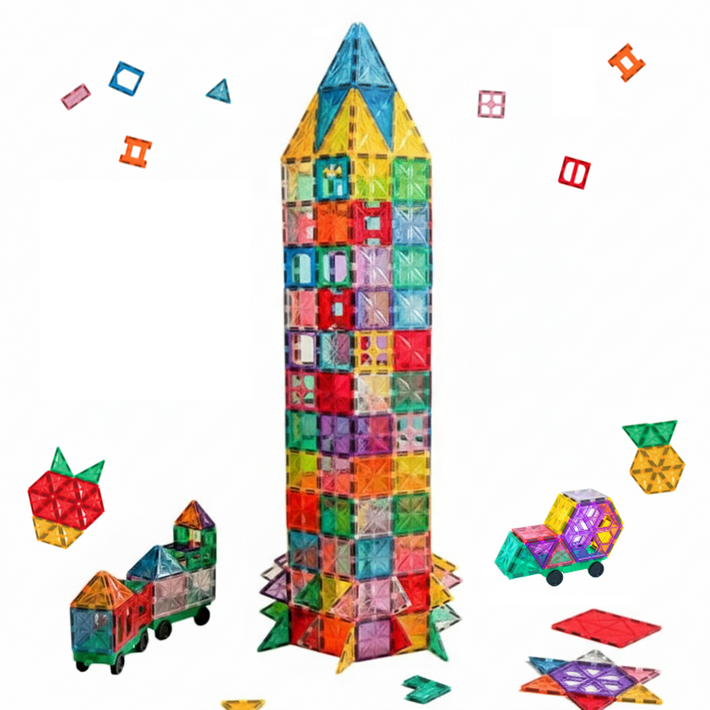 맥킹덤 맥타일즈 자석 블럭 교구 타일 보관함 유아 어린이 장난감, 혼합색상, 200피스