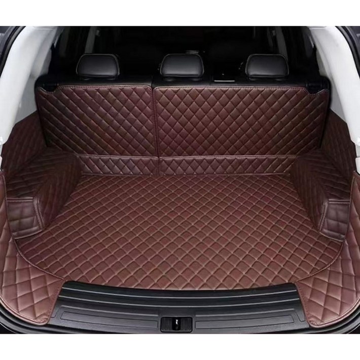럭키카 쏘렌토 MQ4 트렁크매트 카매트 차박매트 방수 가죽 매트 도어매트증정, 브라운, 7인승크렐사운드유