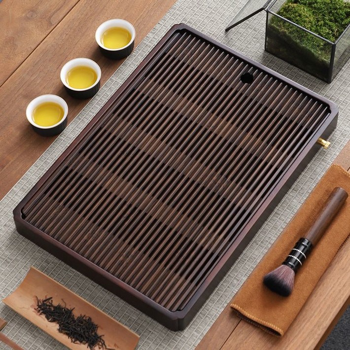 클래식차판 고급 퇴수기 우드 차반 다도 찻상 트레이, 그리드대나무차쟁반대, 1개
