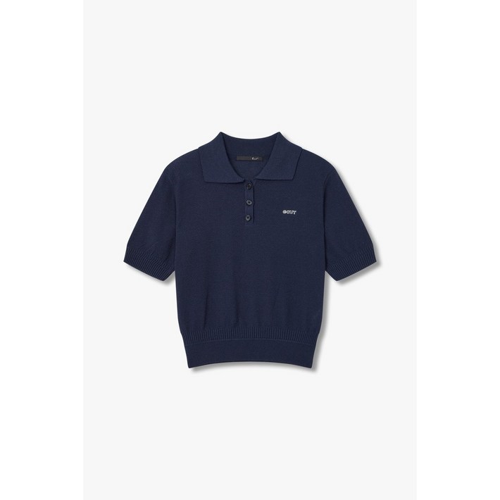 백화점 정품 GCUT 파주점 지컷 자수 로고 와플 카라 니트 7214250401G