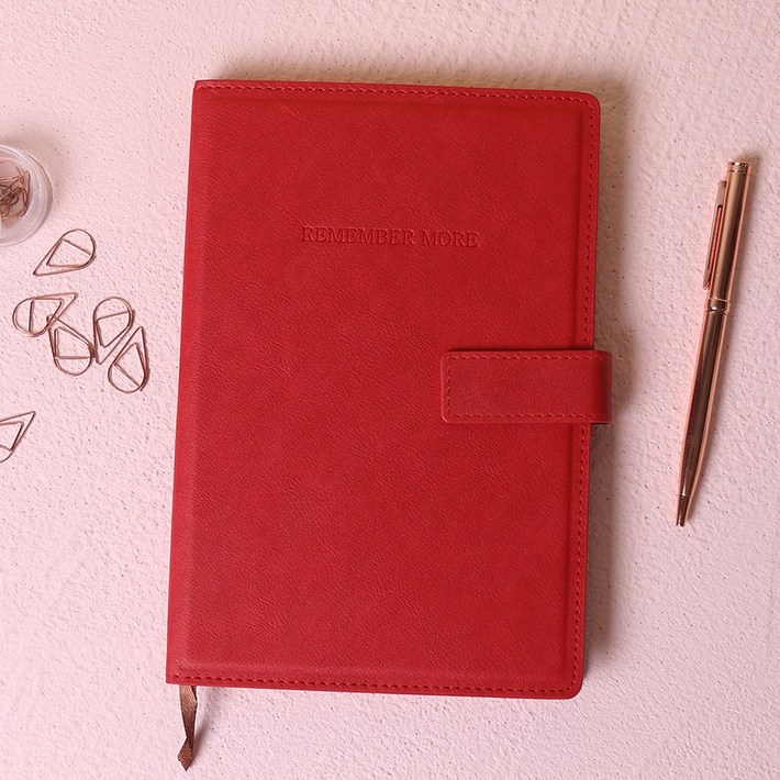 비오파파 회사 업무 용 가죽 A5 양장 다이어리 노트, 레드