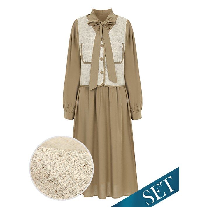 페이지플린 여성용 베스트리본원피스SET P4ASE011C