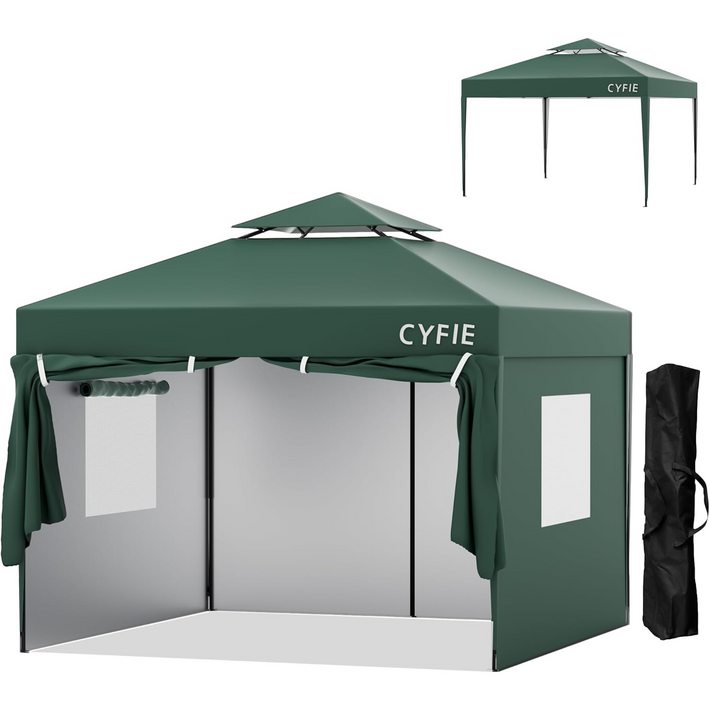 간절기 할인  대형 원터치 텐트 56인용 방수UV차단 100 그늘막 캠핑텐트 3X3 46인용 캐노피 접이식 천막 야외 행사 운동회, 그린