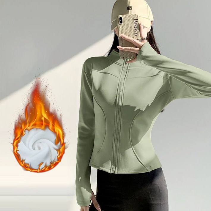 POMTOR 여성 겨울 코트 슬림핏 기모 안감 집업 캐주얼 자켓 요가복 헬스복 운동복