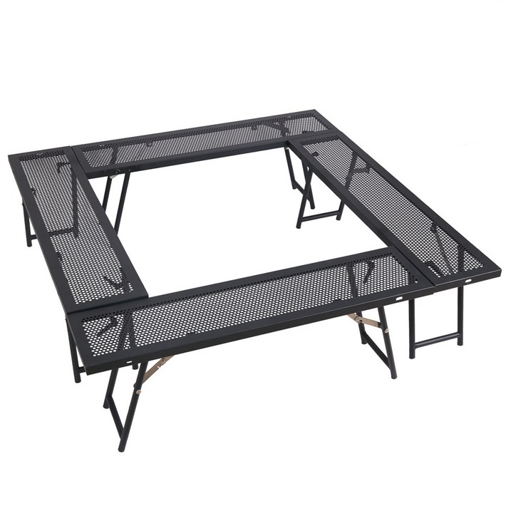 SUNYE 화로대 테이블 캠핑 화로대테이블 메쉬 테이블 다기능 난로 테이블 수납 가방이있는 재구성 가능한 야외 철제 난로 테이블