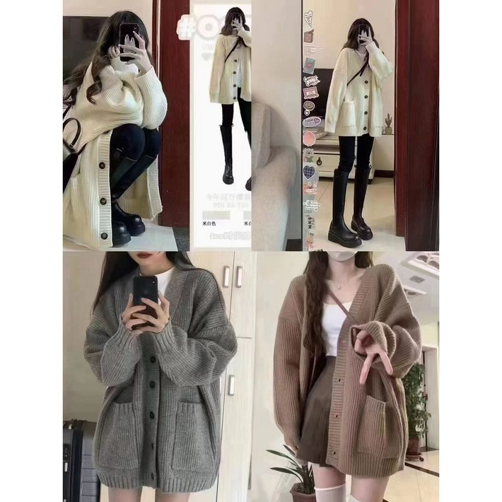 루즈핏기본니트루즈카디건QF364