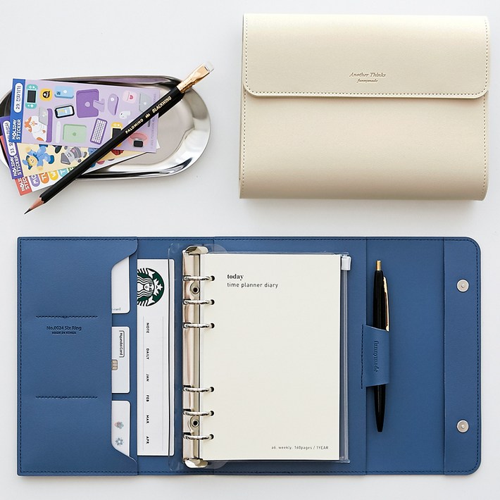 무료각인 문구각인 가죽 만년형 타임트래커 6공 다이어리 A6 속지포함