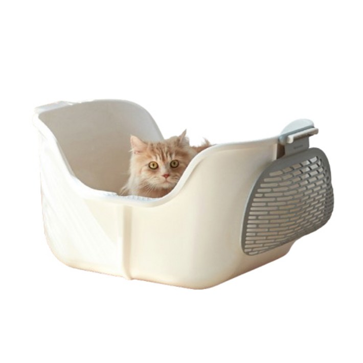 모노모그 스윙캣 향균 오픈 대형 고양이 화장실 1세트, 화이트, 1개