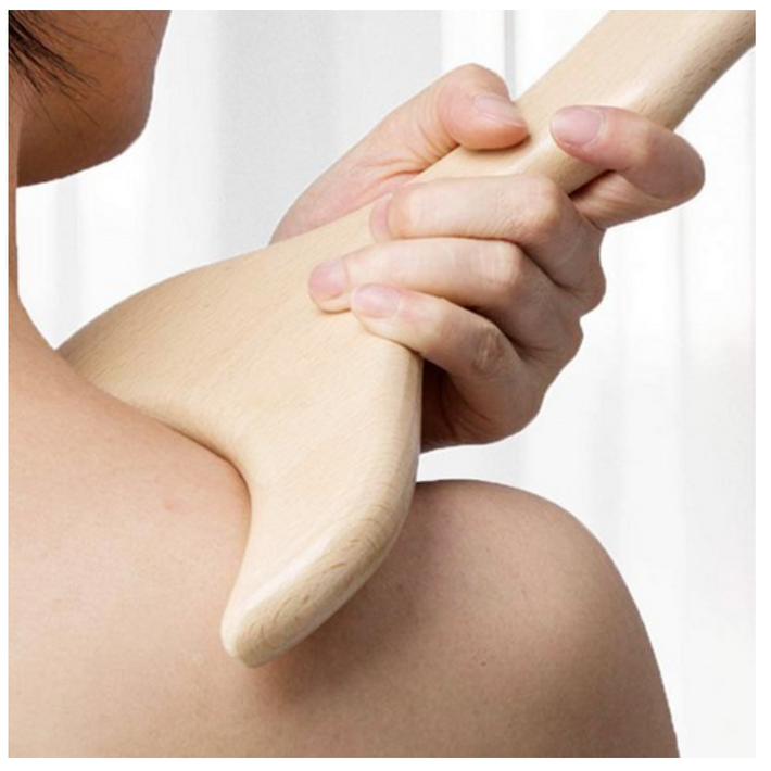 엘로시 너도밤나무 경락 마사지기 괄사 휴대용 우드괄사, 1개