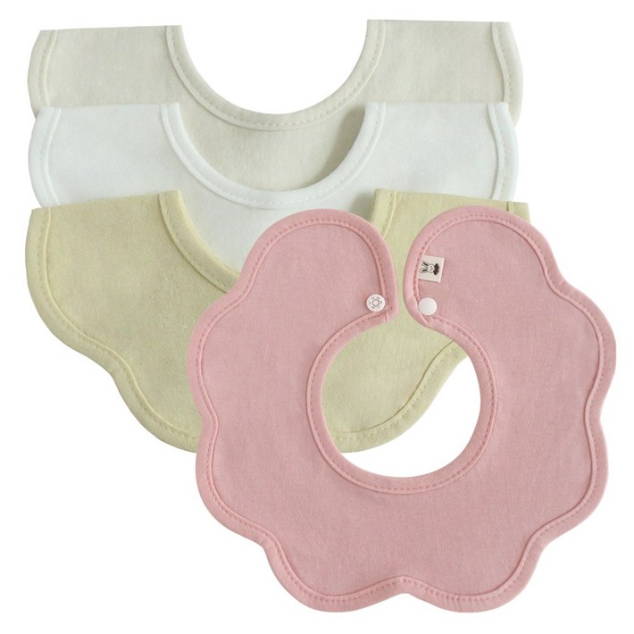 바니블라썸 여름용 롤링 턱받이 4종 세트, 피치버터옐로베이지백아이, 4개입, 1세트