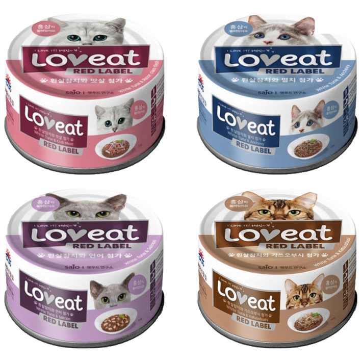 사조 러브잇 레드라벨 대용량 고양이캔 160g X 24개 4종 혼합 콤보 고양이간식, 참치, 160g, 24개