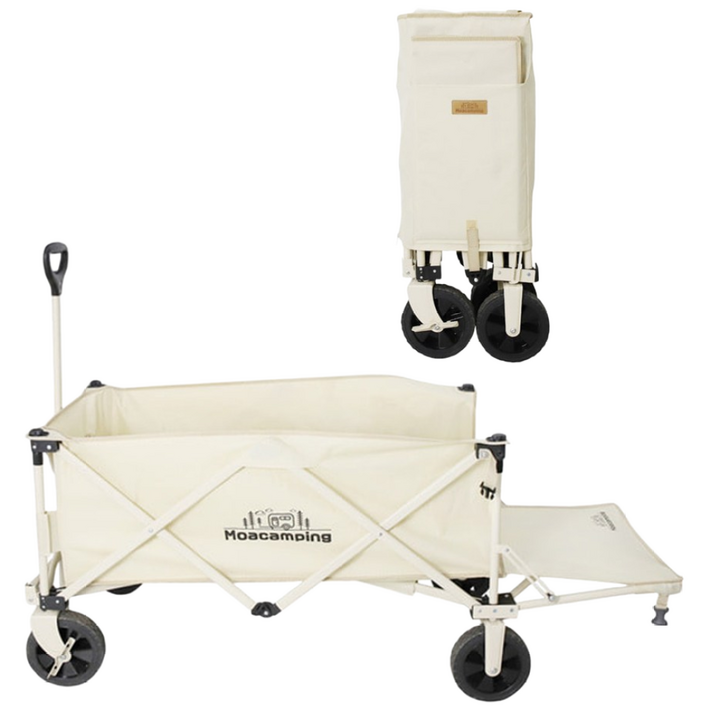 뒷문 개방형 접이식 웨건 왜건 카트 폴딩 특대형 감성갓트, 1개, 아이보리