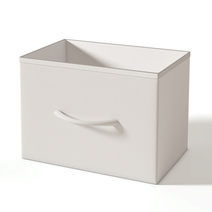 소웰홈 패브릭 다용도 수납함, 1개, 화이트가죽