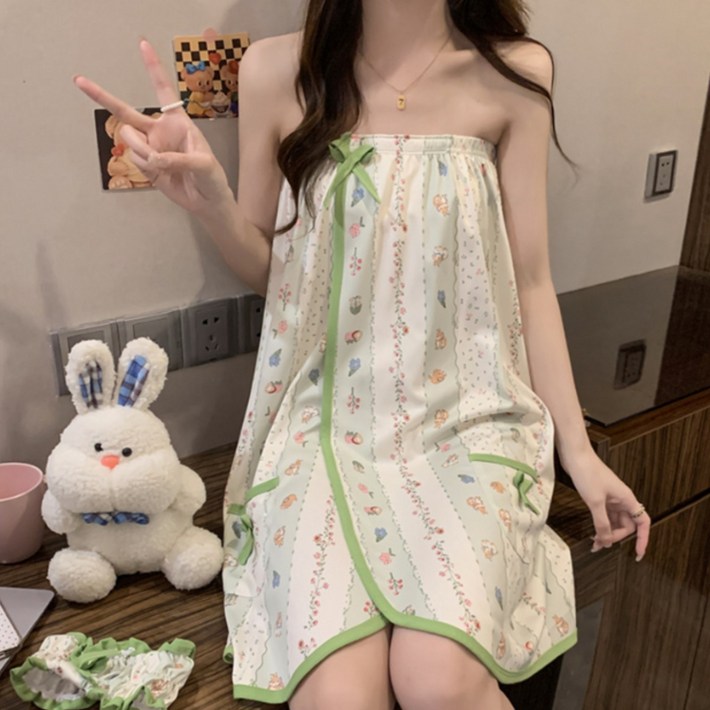 휘잇 여성 로브가운 샤워가운 골프가운 랩가운, 1개, 래빗플라워