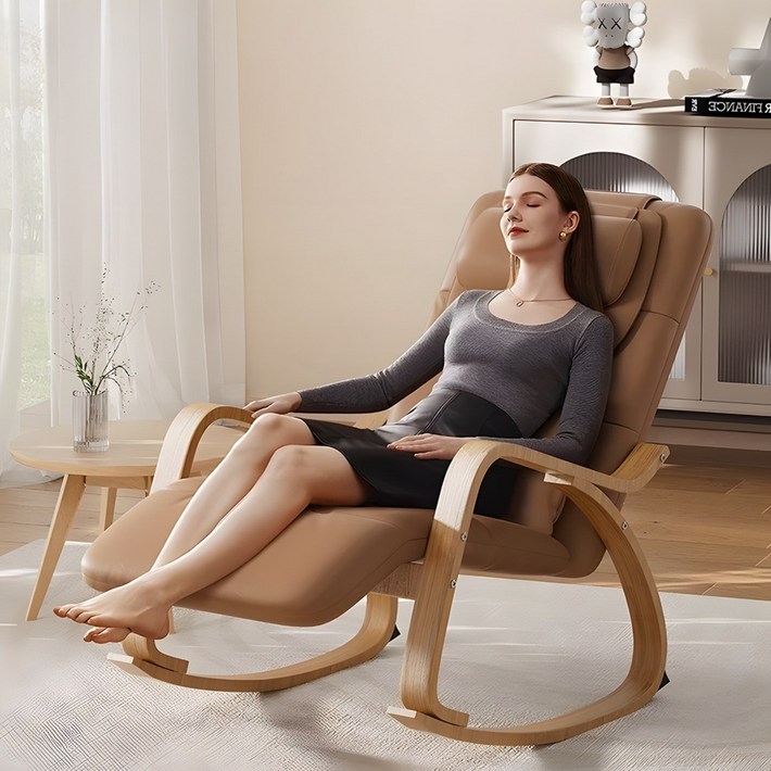 전신 안마의자 흔들의자 선물 모던 안락의자 안마기 마사지 전기안마 휴식공간 5단계 발받침 진동 온열, 베이지